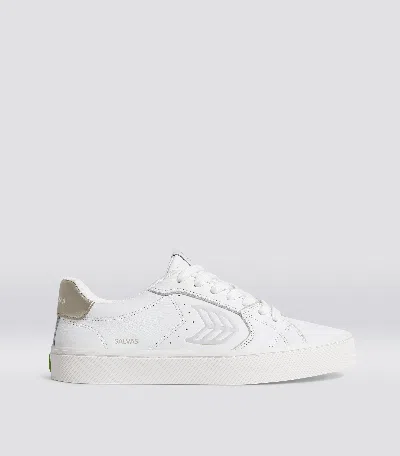 Cariuma Salvas White Premium Leather Ice Logo Metallic Gold Sneaker Women In White/ice&metallic Gold