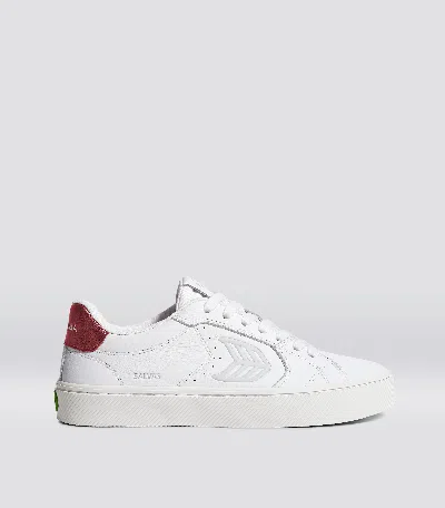 Cariuma Salvas White Premium Leather Ice Logo Metallic Red Sneaker Women In White/ice&metallic Red