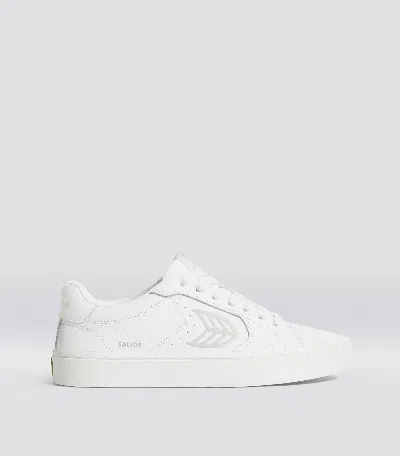 Cariuma Salvas White Premium Leather Ice Logo Trainer Men In White/ice