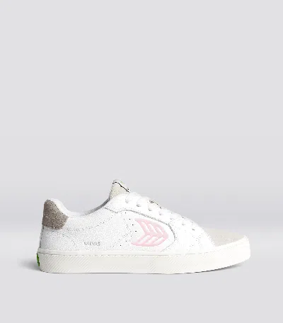 Cariuma Salvas White Premium Leather Vintage White Suede Rose Logo Trainer Men In White Premium Leather/rose