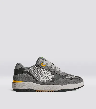 Cariuma Skategoat C25 Pro Charcoal Grey Suede Light Grey Mesh Ice Logo Yellow Sneaker Women In Gray