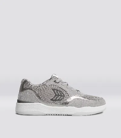 Cariuma Uba Light Grey Suede And Mesh Charcoal Grey Logo Silver Accents Sneaker Women In Light Grey/charcoal Grey&silver
