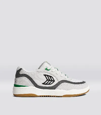 Cariuma Uba Pro Smoke White Suede Off-white Mesh Black Logo Green Sneaker Women In White/black&green