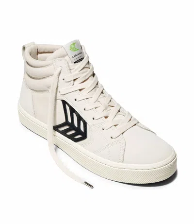Cariuma Unisex Catiba Pro High Skate Shoes In Off‑white Canvas / Vintage White Suede