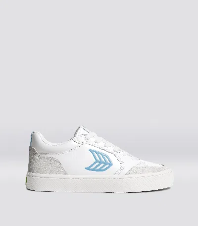 Cariuma Vallely White Leather Vintage White Suede Argentina Blue Logo Sneaker Women