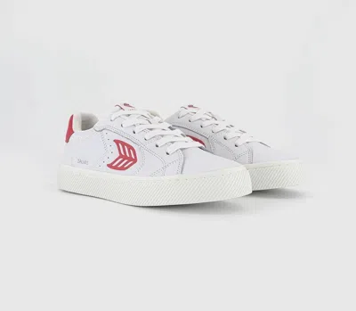 Cariuma Women's  Salvas Sneaker White Jazzy Pink Leather Lifestyle Shoes Hawk2244