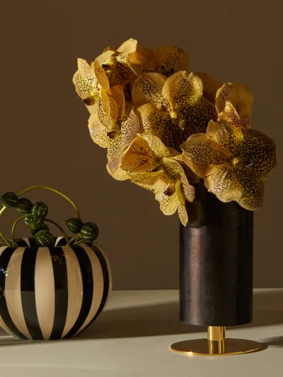 Carl Aubock Brass And Cast Iron Vase On Pedestal Carl Auböck Abask Luxury Gift In Gold