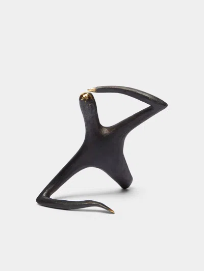 Carl Aubock 'optimist Pessimist' Brass Sculpture Carl Auböck Abask Luxury Gift In Black