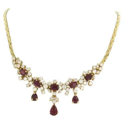 Pre-owned Carl F Bucherer Carl F. Bucherer 18k Gold Necklace, 3.00ct Ruby & 2.50ct Diamonds In Multi