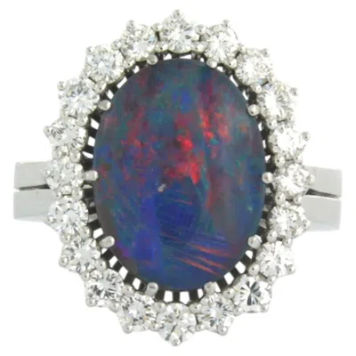 Pre-owned Carl F Bucherer Carl F. Bucherer 18k White Gold Opal & Diamond Cocktail Ring, 1990