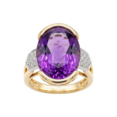 Pre-owned Carl F Bucherer Authentic Carl F. Bucherer 18k Yellow Gold Amethyst & Diamond Ring