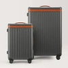 Carl Friedrik Check-in And Carry-on Luggage Set - Polycarbonate And Aluminium - Gray / Cognac Brown In Cognac Brown