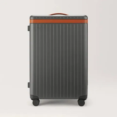 Carl Friedrik Check-in Luggage - Hard Case In Polycarbonate And Aluminium - Gray / Cognac Brown
