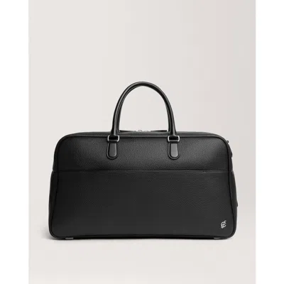 Carl Friedrik Black Granville Leather Weekender Bag In Red