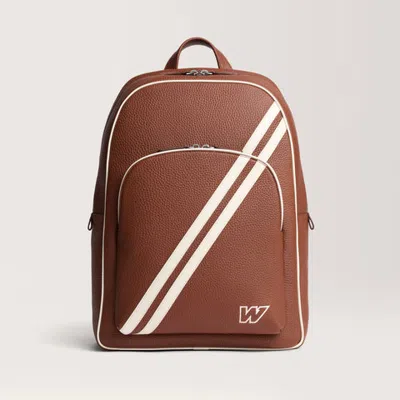 Carl Friedrik Leather Backpack- Full-grain Leather - Brown / White - Atlassian Williams F1 Team