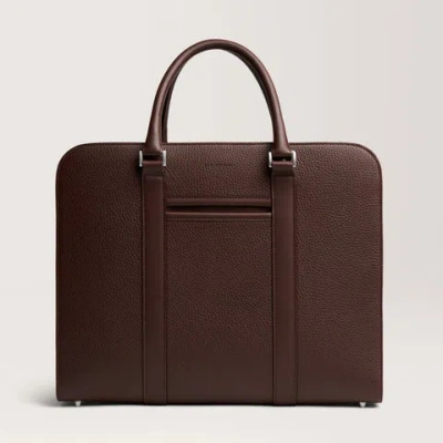 Carl Friedrik Medium Size Briefcase - Grain Leather - Dark Brown