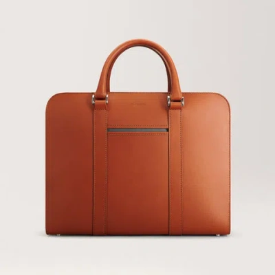 Carl Friedrik Medium Size Briefcase - Vacchetta Leather - Cognac Brown