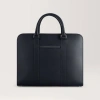 Carl Friedrik Medium Size Briefcase  - Vacchetta Leather - Navy Blue In Navy Blue