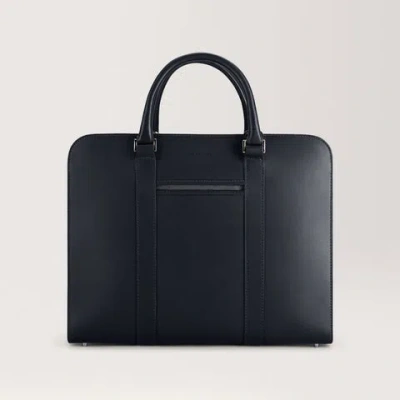 Carl Friedrik Medium Size Briefcase  - Vacchetta Leather - Navy Blue