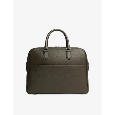 Carl Friedrik Mens Dark Olive Dunloe Leather Briefcase In Green
