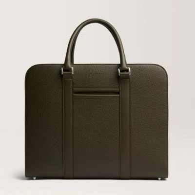 Carl Friedrik Slim Briefcase - Grain Leather - Dark Green In Dark Olive
