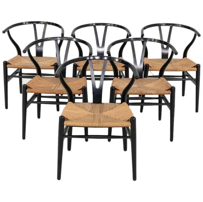 Pre-owned Carl Hansen & Søn 1960s Set Of Six Hans Wegner For Carl Hansen & Son Wishbone Dining Chairs In Brown