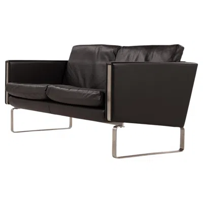 Pre-owned Carl Hansen & Søn Ch 102 - Sofa In Dark Brown Leather By Hans J. Wegner