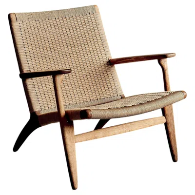 Pre-owned Carl Hansen & Søn Ch25 Lounge Chair By Hans J. Wegner, Oak & Papercord, Mid-century In Brown