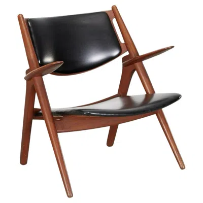 Pre-owned Carl Hansen & Søn Ch28 “sawbuck” Chair In Teak Wood And Leather By Hans Wegner For Carl Hansen In Brown