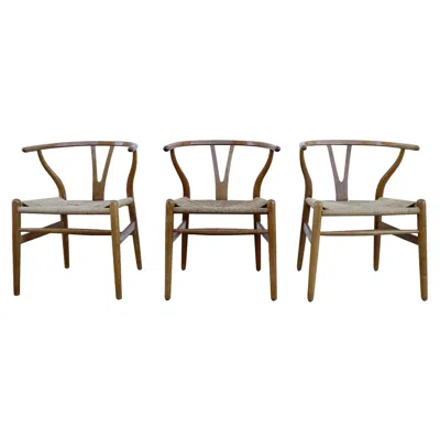 Pre-owned Carl Hansen & Søn Danish Mid-century Modern Set Of 3 Y Chairs By Hans J. Wegner, 1950s In Brown
