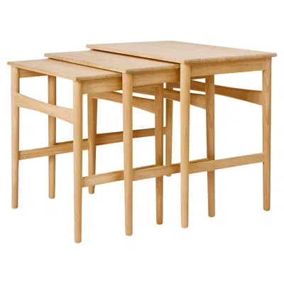 Pre-owned Carl Hansen & Søn Hans J. Wegner 'ch004' Nesting Tables In Oiled Oak For Carl Hansen & Son In Brown