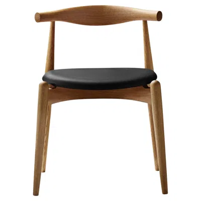 Pre-owned Carl Hansen & Søn Hans J. Wegner 'ch20' Chair In Oak, Black Leather & Oil For Carl Hansen & Son