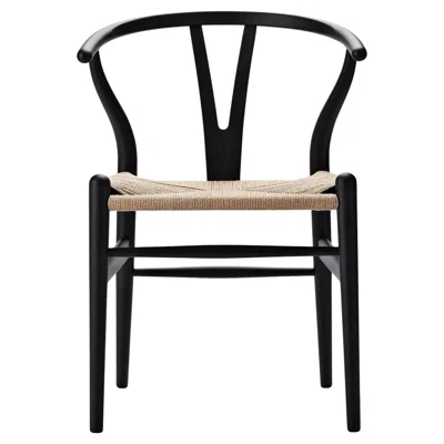 Pre-owned Carl Hansen & Søn Hans J. Wegner Ch24 Wishbone Chair Beech Black Natural Papercord For Carl Hansen