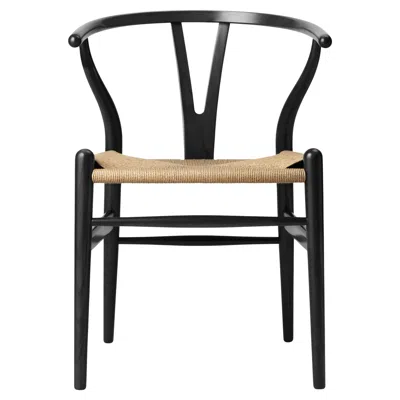 Pre-owned Carl Hansen & Søn Hans J. Wegner Ch24 Wishbone Chair Oak Black Natural Papercord For Carl Hansen