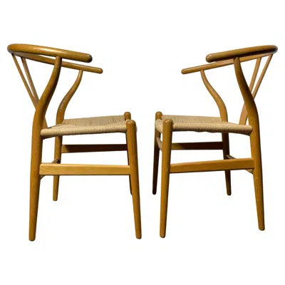Pre-owned Carl Hansen & Søn Hans J. Wegner Wishbone Chairs, Matched Pair For  In Brown