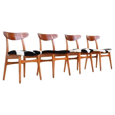 Pre-owned Carl Hansen & Søn Hans Wegner Model Ch30 Dining Chairs In Cowskin Carl Hansen Denmark 1952 In Brown