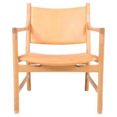 Pre-owned Carl Hansen & Søn Lounge Chair In Oak And Patinated Leather By Hans Wegner, 1960s In Brown