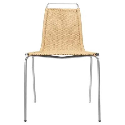 Pre-owned Carl Hansen & Søn Poul Kjærholm 'pk1' Chair In Stainless Steel & Paper Cord For Carl Hansen & Son In Sand