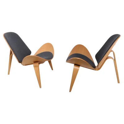 Pre-owned Carl Hansen & Søn Pr. Hans Wegner Carl Hansen & Son Ch07 Lounge Chairs Made In Denmark C. 1990's In Brown