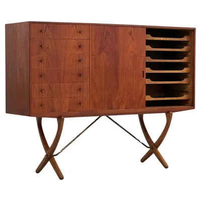 Pre-owned Carl Hansen & Søn Seldom Seen Danish Modern Hans Wegner Saber Leg Sideboard In Brown