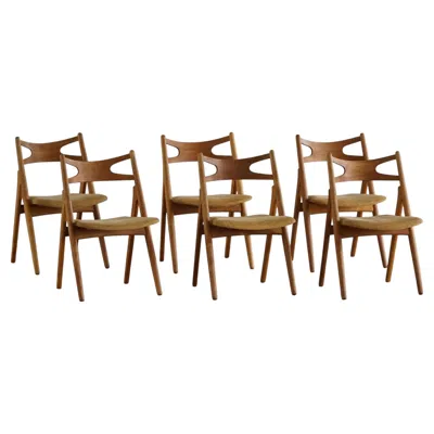 Pre-owned Carl Hansen & Søn Set Of 6 Danish Ch29 Dining Chairs By Hans J. Wegner For , 1951 In Brown