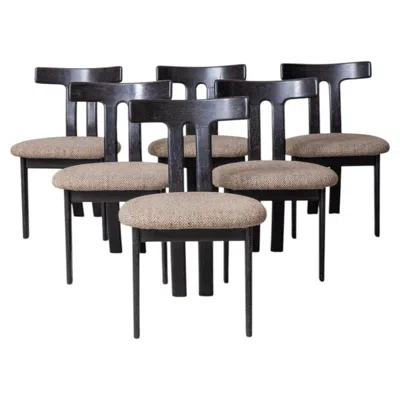 Pre-owned Carl Hansen & Søn Set Of 6 Scandinavian “t-back” Dining Chairs In The Style Of Carl Hansen In Brown