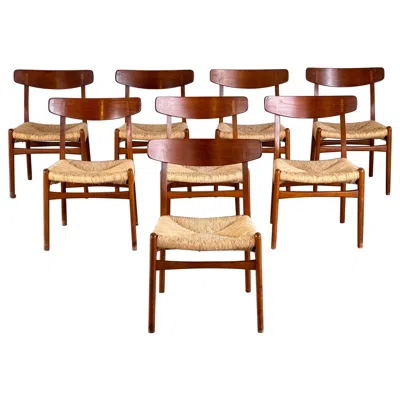 Pre-owned Carl Hansen & Søn Set Of 8 Hans J. Wegner “ch23” Dining Chairs For Carl Hansen, Denmark, 1951 In Brown