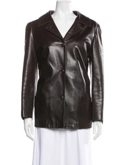 Pre-owned Carl W. Herrmann Inc. Leather Biker Jacket In Gray