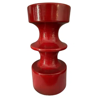 Pre-owned Carl Zalloni Mid-century Steuler Red Candleholder By Cari Zalloni