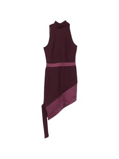 Carla G. Crystal-embellished Bouclé-knit Dress In Burgundy