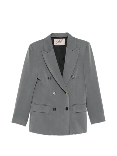 Carla G. Double-breasted Peak-lapel Blazer In Gray