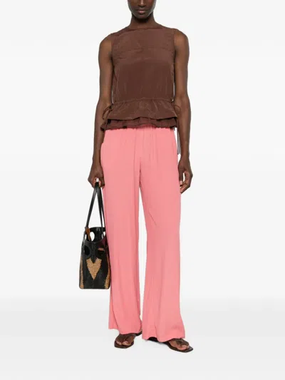 Carla G. Elasticated-waistband Wide-leg Trousers In Pink