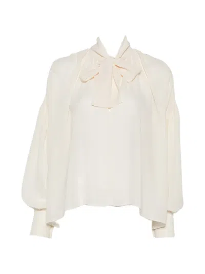 Carla G. Evim Pussy-bow Balloon-sleeve Blouse In Neutral