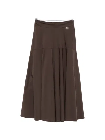 Carla G. Flared Midi Skirt In Brown